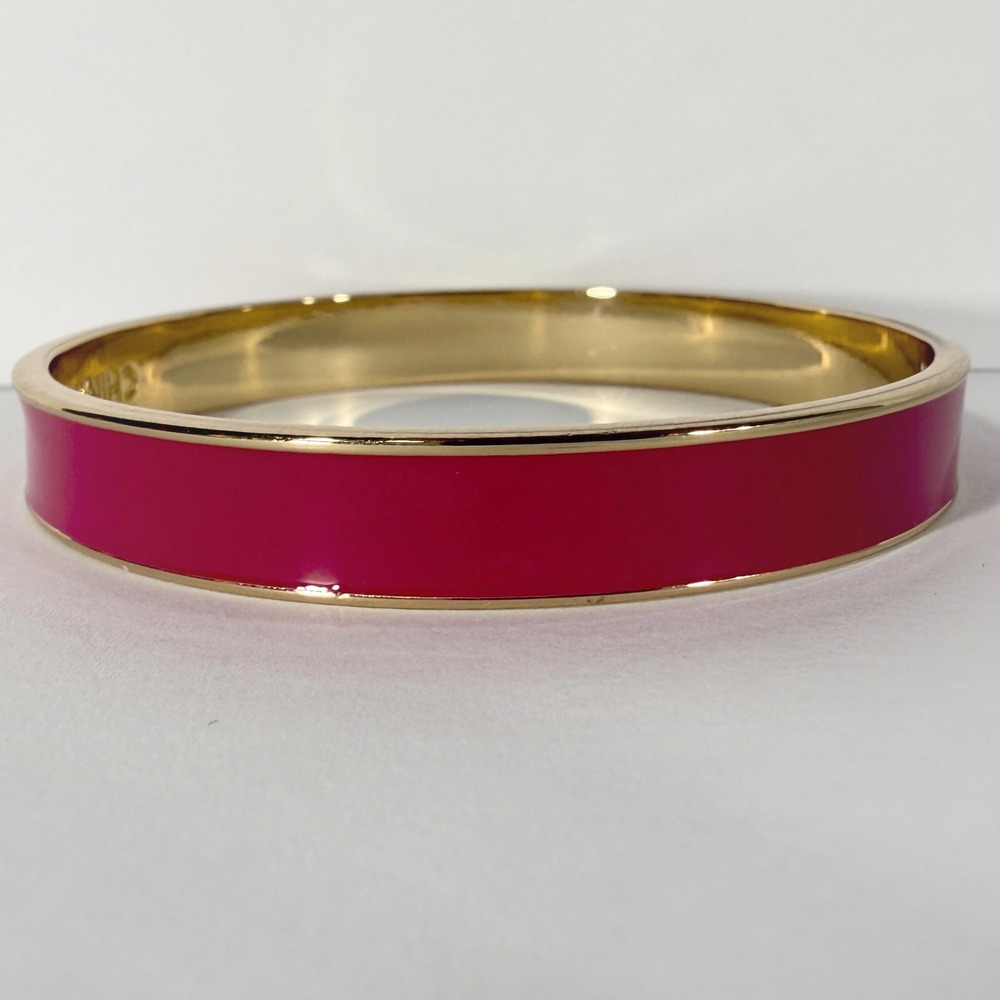 C. Wonder Bangle Bracelet Women's Pink Gold Tone Enamel Preppy Chic Jewelry - Picture 3 of 8